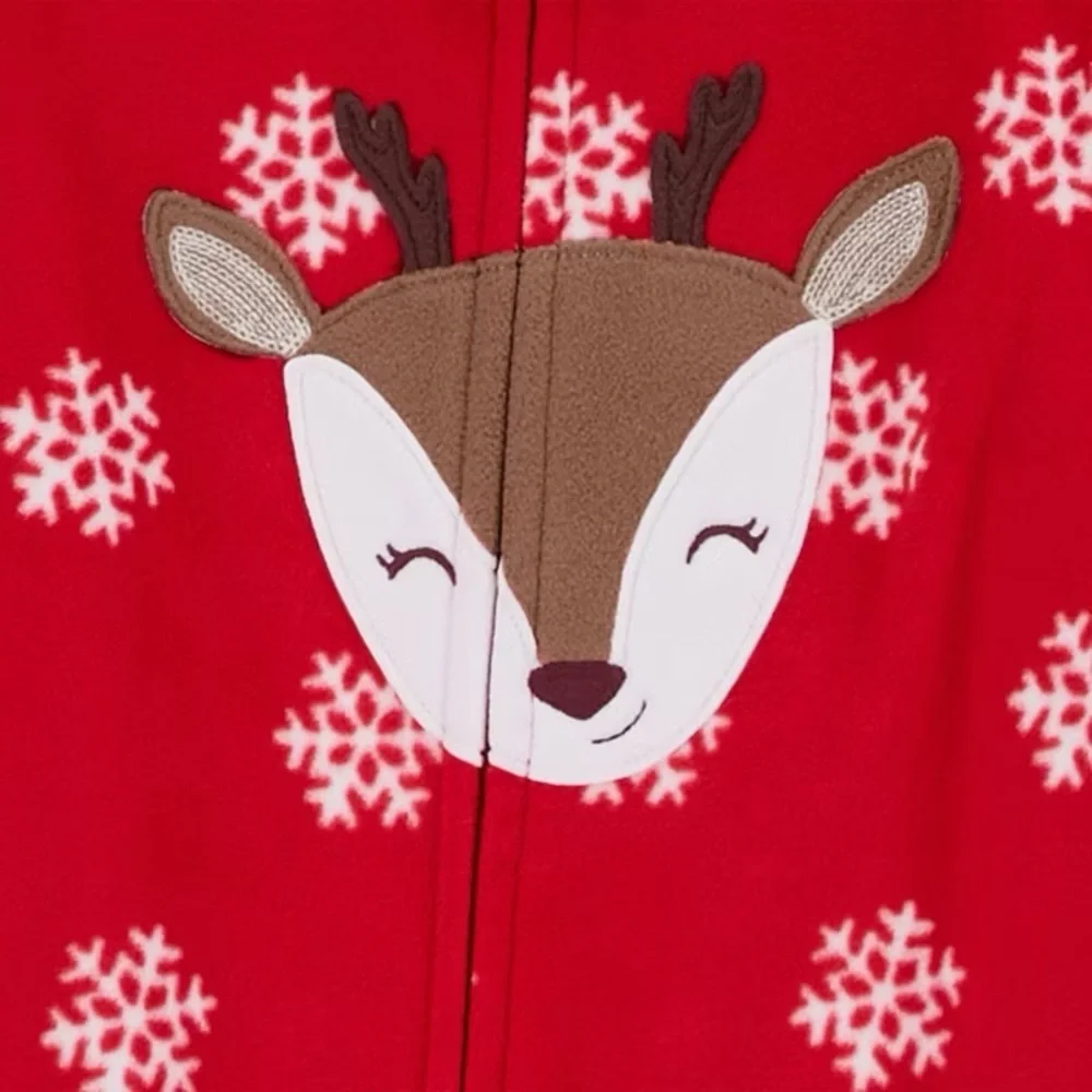 Carter's nwt Long Sleeve Christmas Fleece Footed Pajama - Red/Pink